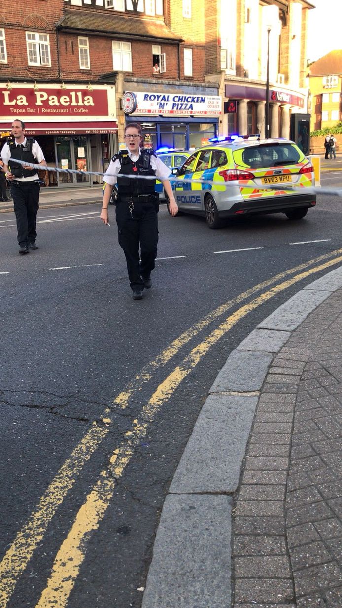 Police officers are seen after a minor explosion was reported at Southgate underground station, London, Britain June 19 2018, in this picture obtained from social media. Deborah Pratchett/ via REUTERS THIS IMAGE HAS BEEN SUPPLIED BY A THIRD PARTY. MANDATORY CREDIT. NO RESALES. NO ARCHIVES.