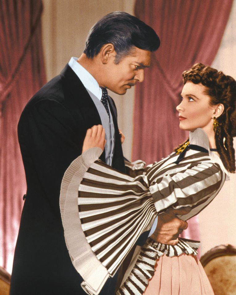 Vivien Leigh en Clark Gable in de film 'Gone with the Wind’ uit 1939. Beeld Getty Images