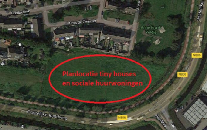 De locatie voor bouw tiny houses en sociale huurwoningen in Bunschoten.