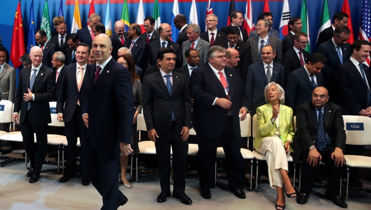 Net na de traditionele groepsfoto op de G20. Beeld epa