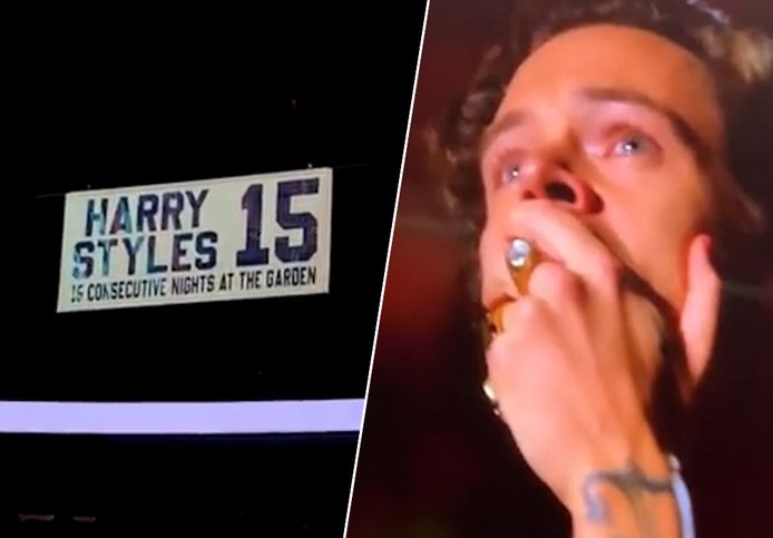 Harry Styles krijgt zijn eigen spandoek in Madison Square Garden.