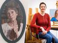 Links het portret ‘Hold on’.  Rechts Kim van den Enden begin vorig jaar in haar Dordtse atelier. Met haar portret ‘Hold on’ wist ze de De Laszlo Foundation te charmeren en is ze een van de vier kunstenaars onder de 35 jaar die van deze organisatie een geldbedrag ontvangt.
