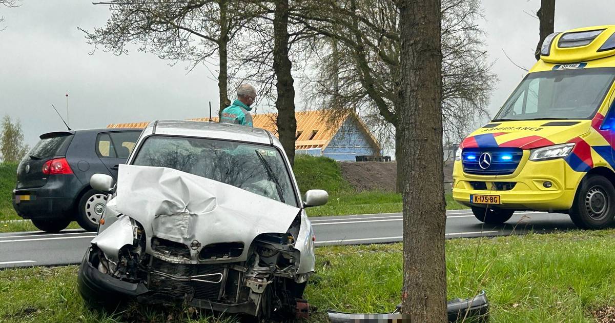 Automobilist raakt gewond na botsing op boom in Nieuwleusen.