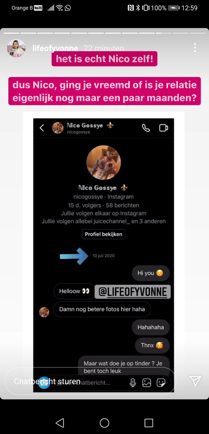 'Temptation Island: Love or Leave'-deelnemer Nico werd vorig jaar gespot op Tinder. Op dat moment had hij al een relatie met Donna...