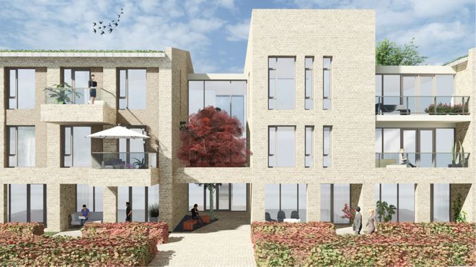 Impressie van het nieuwe appartementencomplex achter de Berchplaets in Berghem.