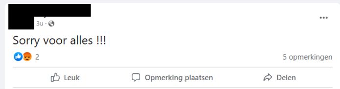 De dader zette enkele uren geleden een post op Facebook.