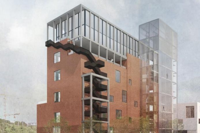 Zo zal de nieuwe Fabelta-toren eruit zien. Het wordt een bedrijvencomplex waar onder meer de Domo Investment Group onderdak zal vinden.