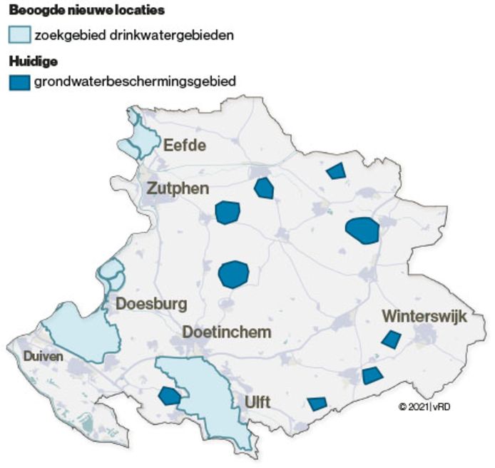 Zoekgebieden voor nieuw drinkwater in de Achterhoek en Liemers.