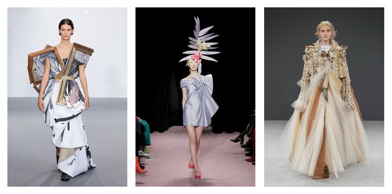 Links: Performance of Sculptures, couturecollectie lente/zomer 2016.
Midden: Couturecollectie lente/zomer 2015.
Rechts: Vagabonds, couturecollectie herfst/winter 2016. Beeld 