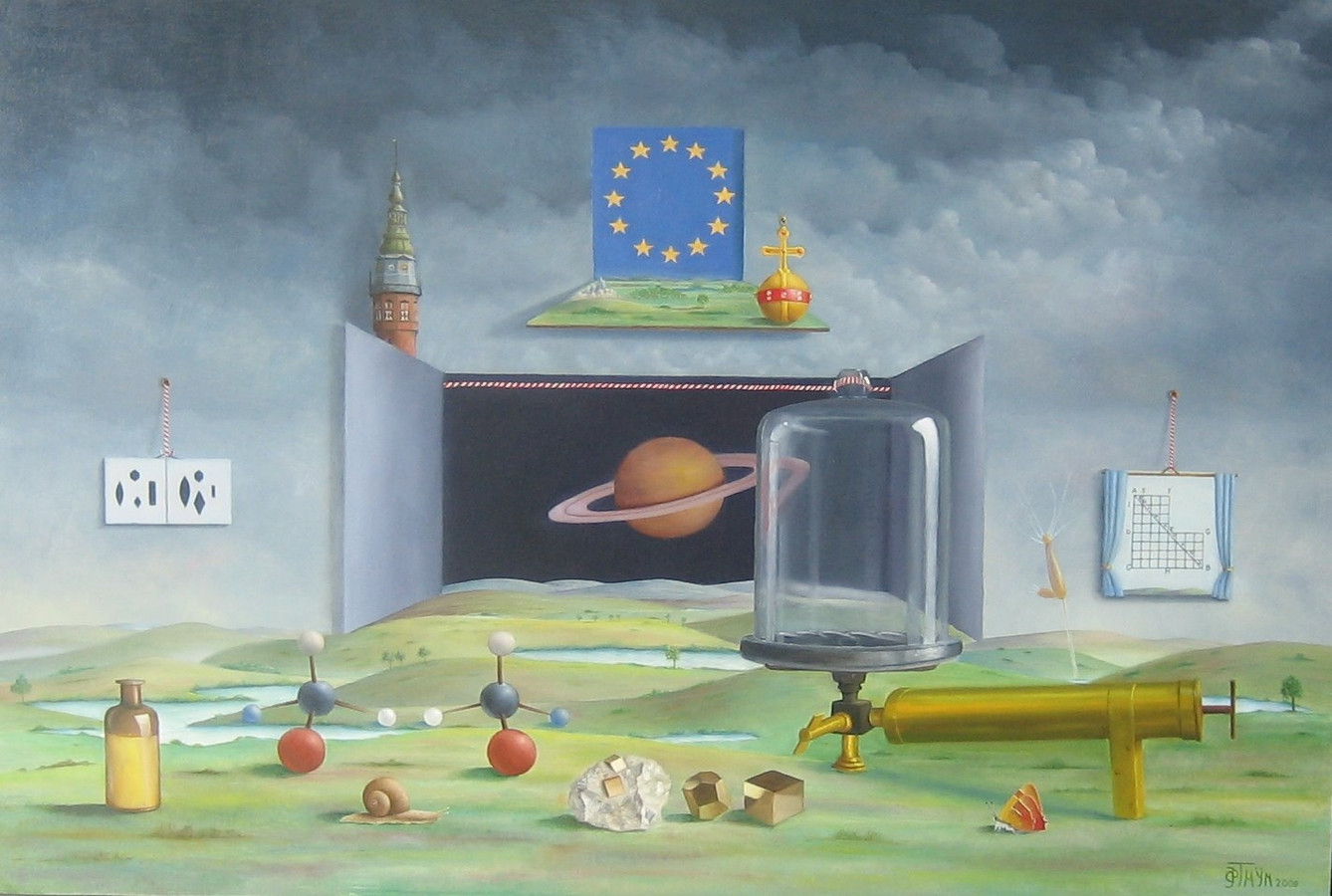 Schilderij van Kees Thijn: De molecularisering van het wereldbeeld