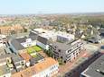 Een conceptbeeld van de kloostersite, met rechts vooraan het appartementencomplex dat Bouw Bossu in een eerste fase zal bouwen. In een tweede fase verrijst daar achter (in het wit) een tweede reeks appartementen. In een derde fase volgt de renovatie van het klooster en dat krijgt een woon- en werkfunctie.
