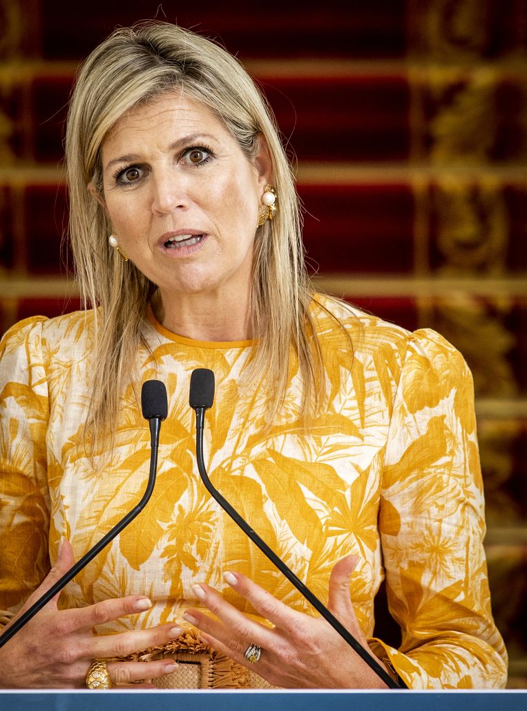 Koningin Maxima na een bezoek aan president Macky Sall, in haar functie van speciale pleitbezorger van de secretaris-generaal van de Verenigde Naties (VN) voor inclusieve financiering voor ontwikkeling, 16 juni 2022. Beeld ANP /  ANP