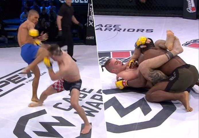 . / Actie tijdens de Cage Warriors 151.