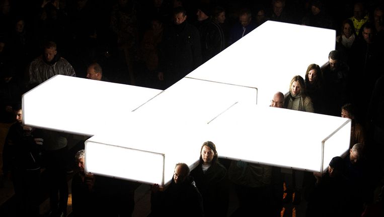 3,2 miljoen mensen keken donderdag 17 april naar The Passion op televisie, het lijdensverhaal van Jezus dat live in de stad Groningen werd nagespeeld. Beeld ANP