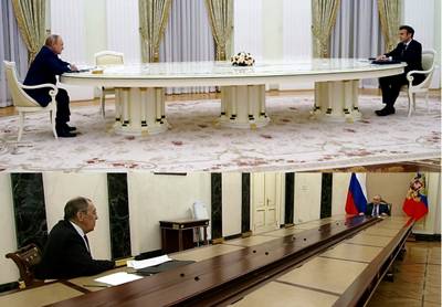 Poutine aime les longues tables: après Macron, son propre ministre doit aussi garder ses distances