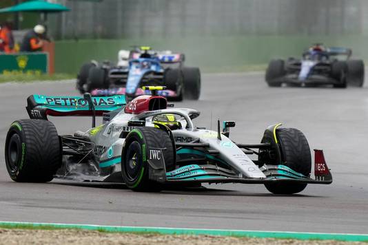 Lewis Hamilton tijdens de GP van Emilia-Romagna.