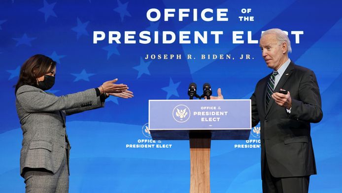 Kamala Harris en Joe Biden: later vandaag zijn zij vicepresident en president van de VS.