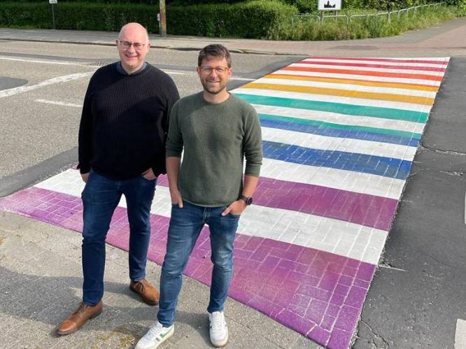 Regenboogzebrapad siert inkom van Sint-Ritacollege