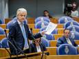 Geert Wilders (PVV) tijdens een debat in de Tweede Kamer. De PVV spant de kroon als het gaat om aantal ingediende moties van wantrouwen.