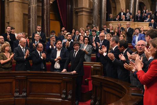 Puigdemont ontving keihard applaus na zijn toespraak
