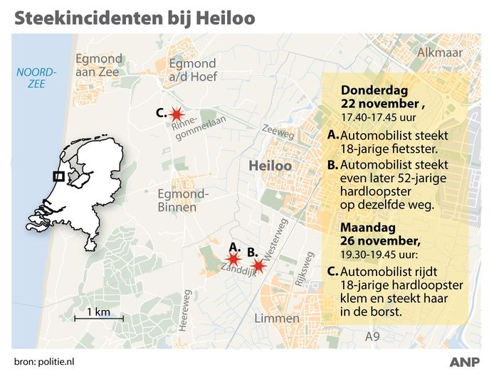 Drie steekincidenten op rij rond Castricum en Egmond.