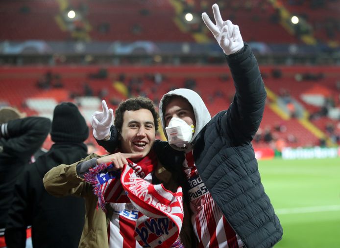 Atlético-fans net na de bewuste match op Anfield.