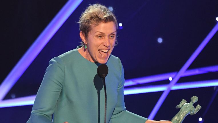 Frances McDormand krijgt een SEG Award voor haar rol in de film Three Billboards Outside of Ebbing, Missouri. Beeld afp