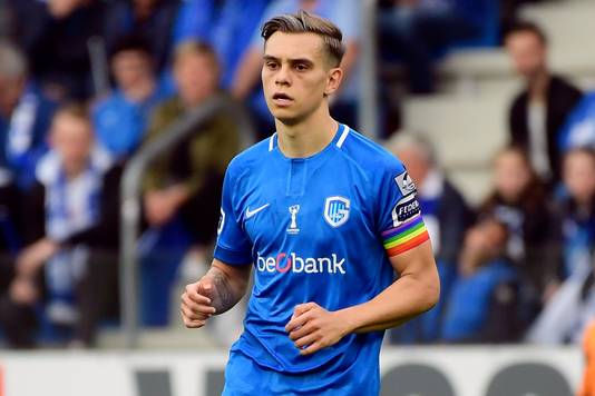 GENK, BELGIUM - MAY 19 :  captain Leandro Trossard forward of Genk with the rainbow bracelet during the Play-Offs 1 Jupiler Pro League match between KRC Genk and Standard Liege on May 19, 2019 in Genk, Belgium, 19/05/2019 ( Photo by Peter De Voecht / Photonews