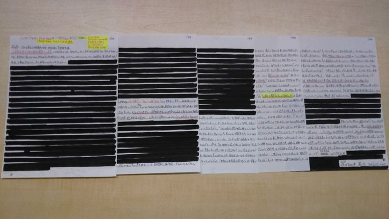 Een zwartgelakte brief van een gevangene.  Beeld Teppei Ono, CPR