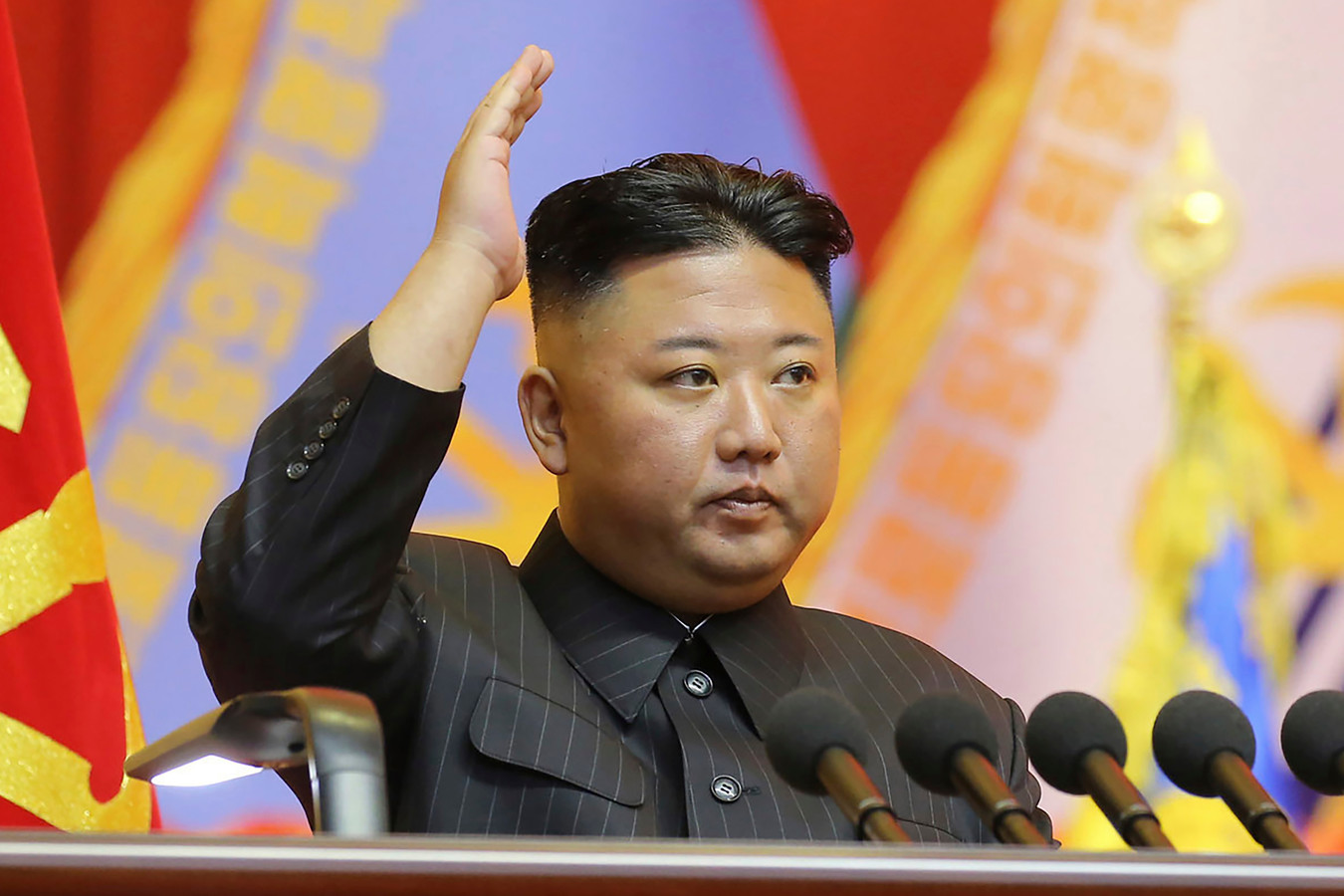 Een ongedateerde foto van de Koreaanse leider Kim Jong-un.