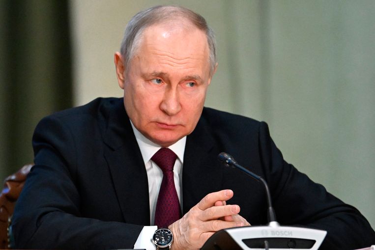 De Russische president Poetin, woensdag, in Moskou. Beeld AP