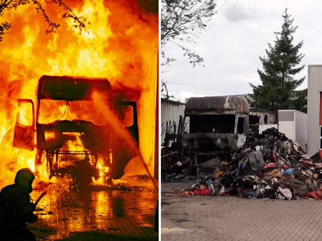 Beelden van heftige vrachtwagenbrand Doesburg op tv: brandstichters in beeld