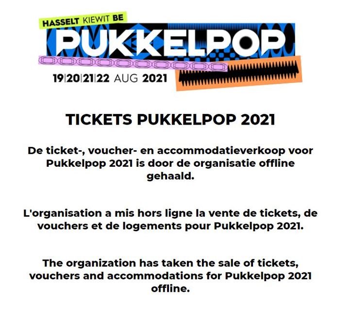 Tickets kopen voor Pukkelpop lukt op dit moment niet.