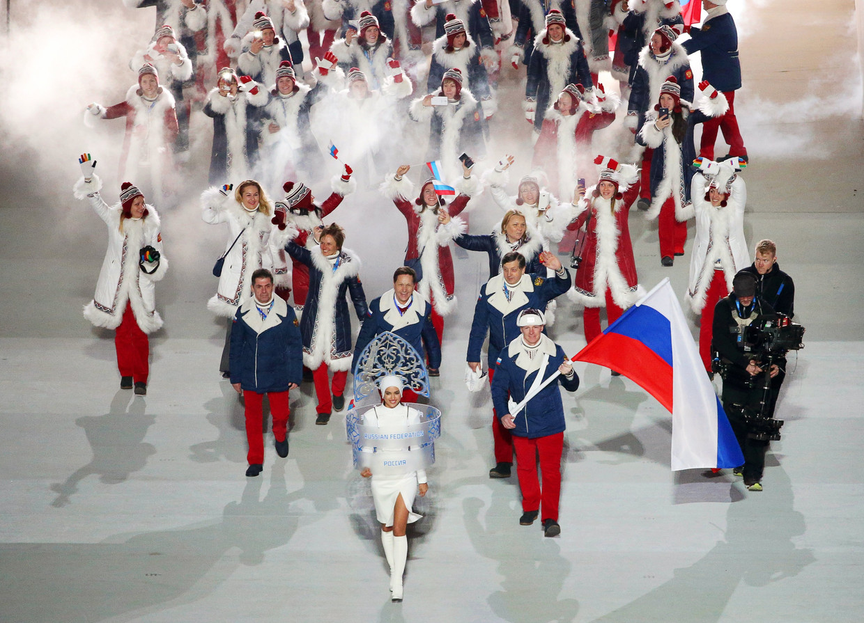 Rusland tijdens de Winterspelen van 2014 in Sotsji. Het Russische ministerie van Sport eiste dat de sporters doping namen om meer overwinningen te kunnen behalen.  Beeld EPA