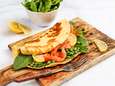 Wat Eten We Vandaag: Hartige pannenkoek met zalm, spinazie en tuinerwten
