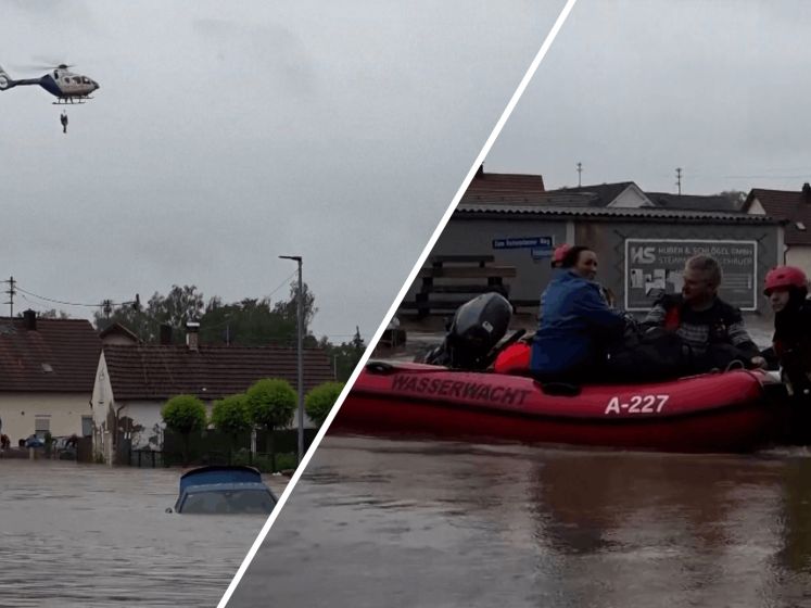 Helikopter evacueert mensen na overstromingen in Duitsland