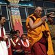 Demonstratie voor Tibet aan Stadsschouwburg Antwerpen