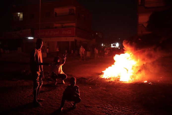 Onlusten in de Soedanese hoofdstad Khartoem na de staatsgreep.