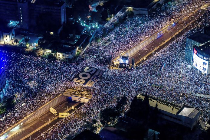 Volgens lokale media waren er in Tel Aviv alleen al meer dan 150.000 actievoerders.