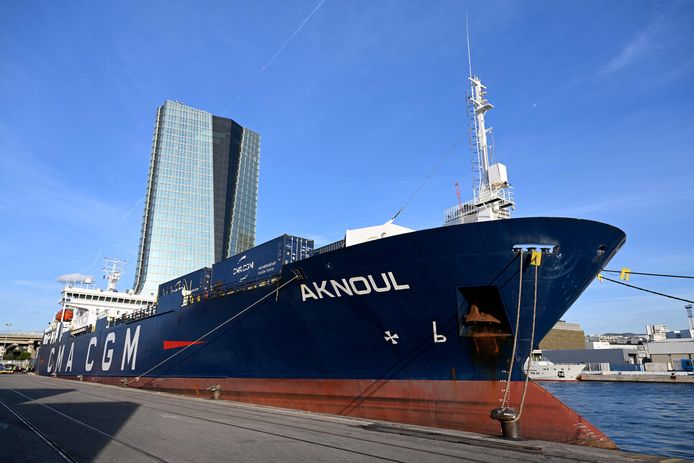 Het Franse vrachtschip met meer dan duizend ton hulpgoederen voor Oekraïne (27/09/2022).