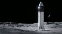 Illustratie van het ontwerp van Starship dat NASA-astronauten naar het oppervlak van de maan zal brengen in het kader van het Artemis-programma.