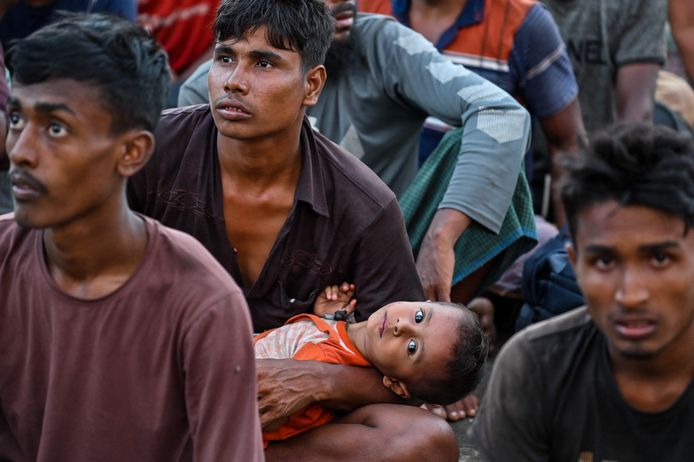 Rohingyavluchtelingen na hun aankomst in Indonesië. (14/11/2023).