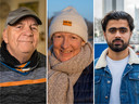 Van links naar rechts: Fred Pijl van het koffiehuis, huisarts Chantal van 't Zandt en vluchteling Mohammad Alshibli