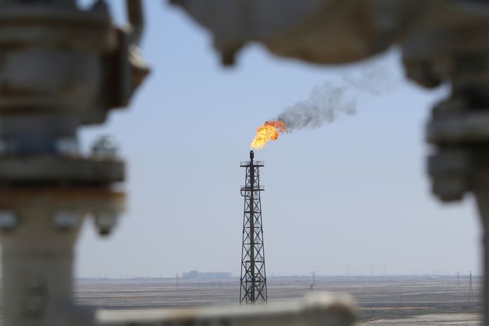Een olieveld in de buurt van Basra in Irak.