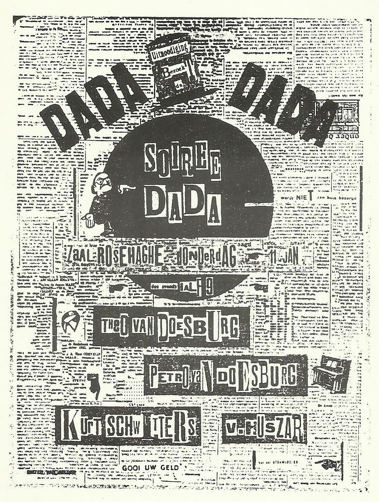 Het programma van een dadasoiree in Haarlem, 11 januari 1923. Beeld 