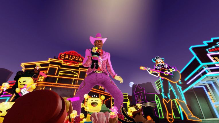 Lil Nas X was de eerste artiest die een optreden gaf op Roblox: een gratis platform waar tieners elkaar ontmoeten om minigames te spelen. Beeld rv