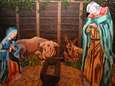 Dieren met schele ogen in kerststal