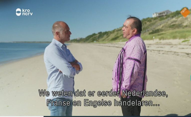 Leo Blokhuis spreekt een historicus over de pilgrims. Beeld 