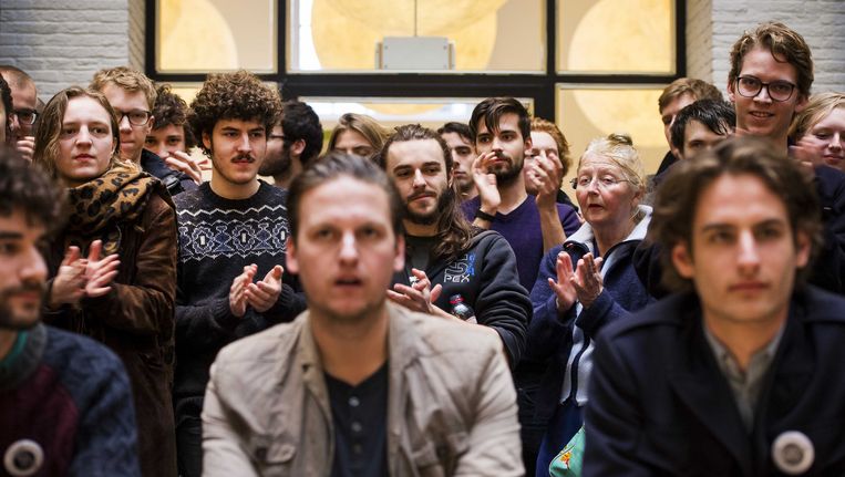 Studenten in het Maagdenhuis. Beeld anp