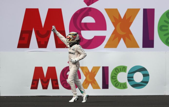 Lewis Hamilton vorig jaar in Mexico.